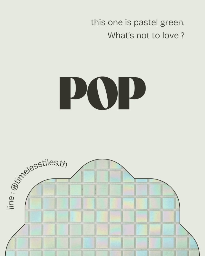 โมเสค TIMELESS TILES รุ่น POP HOLOGRAM 32.7 X 32.7 ซม. สีเขียว MINT GREEN ผิวเงา_3